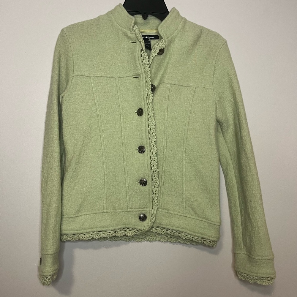 NWT Michael Simon key lime 100% boiled wool jacket sz small